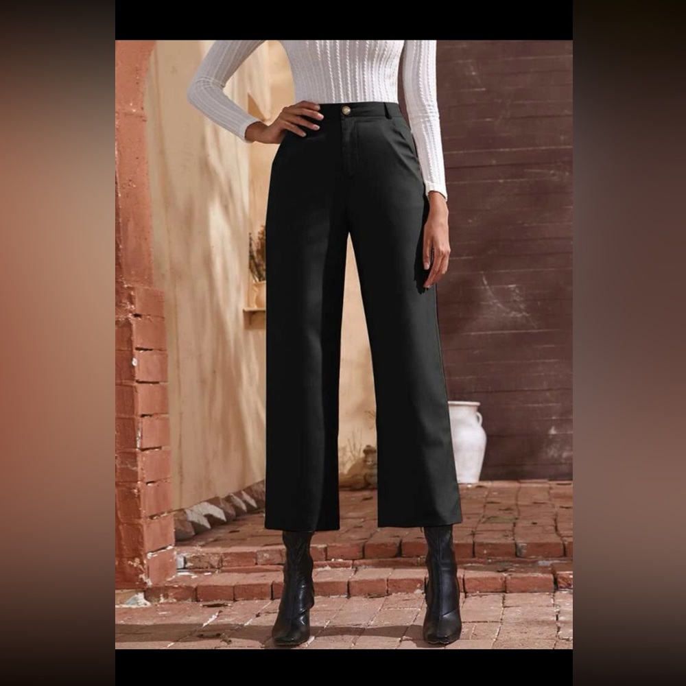 Perfect Condition, Shein High Waist Straight Leg Pants, Black, Small (size 4)
